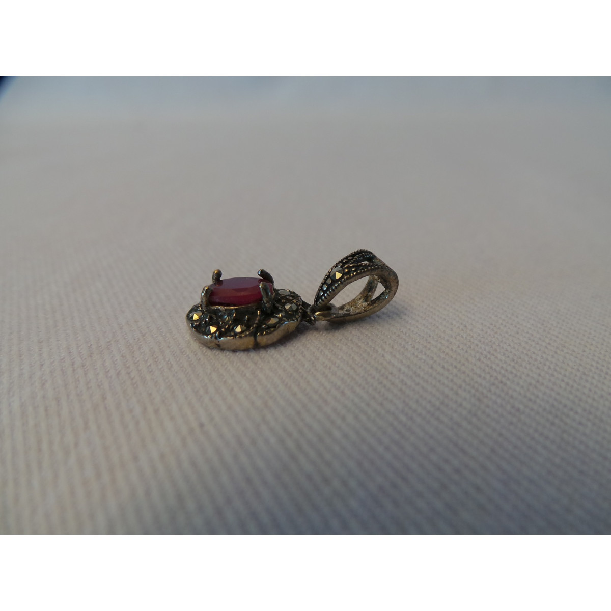 Silver & Ruby Stone  Jewelry Set - HA1039-Persian Handicrafts