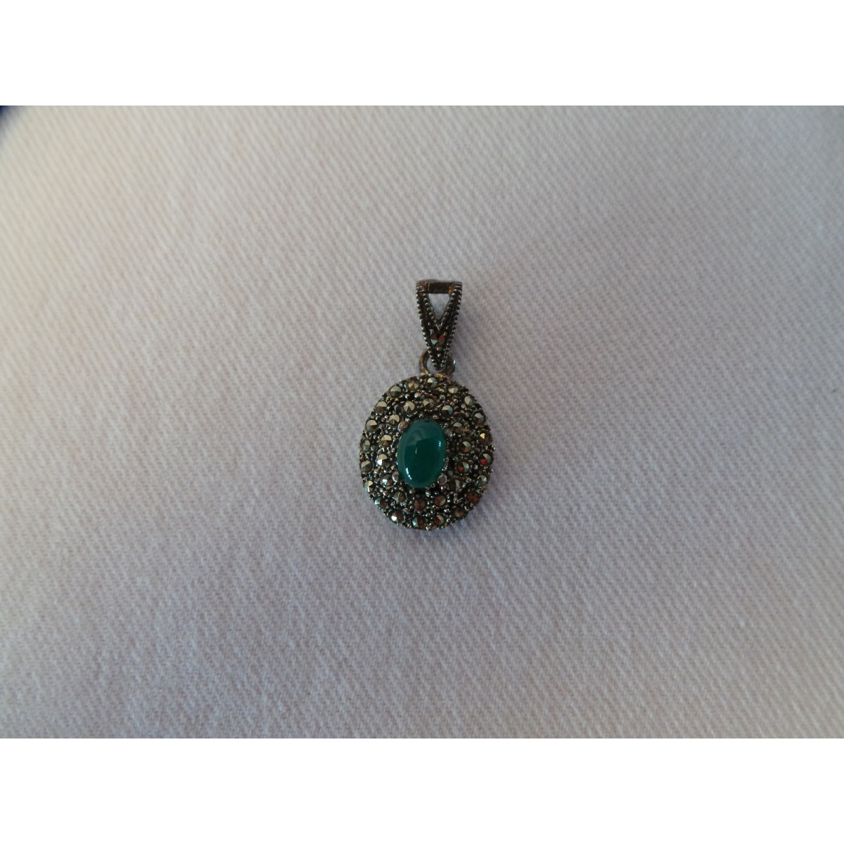 Silver & Jade Stone  Jewelry Set - HA1040-Persian Handicrafts