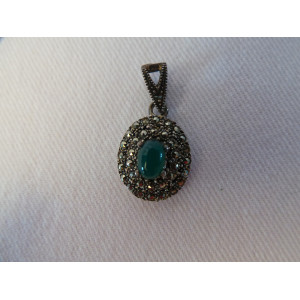 Silver & Jade Stone  Jewelry Set - HA1040-Persian Handicrafts