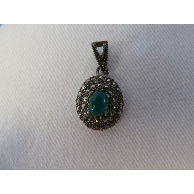 Silver & Jade Stone  Jewelry Set - HA1040