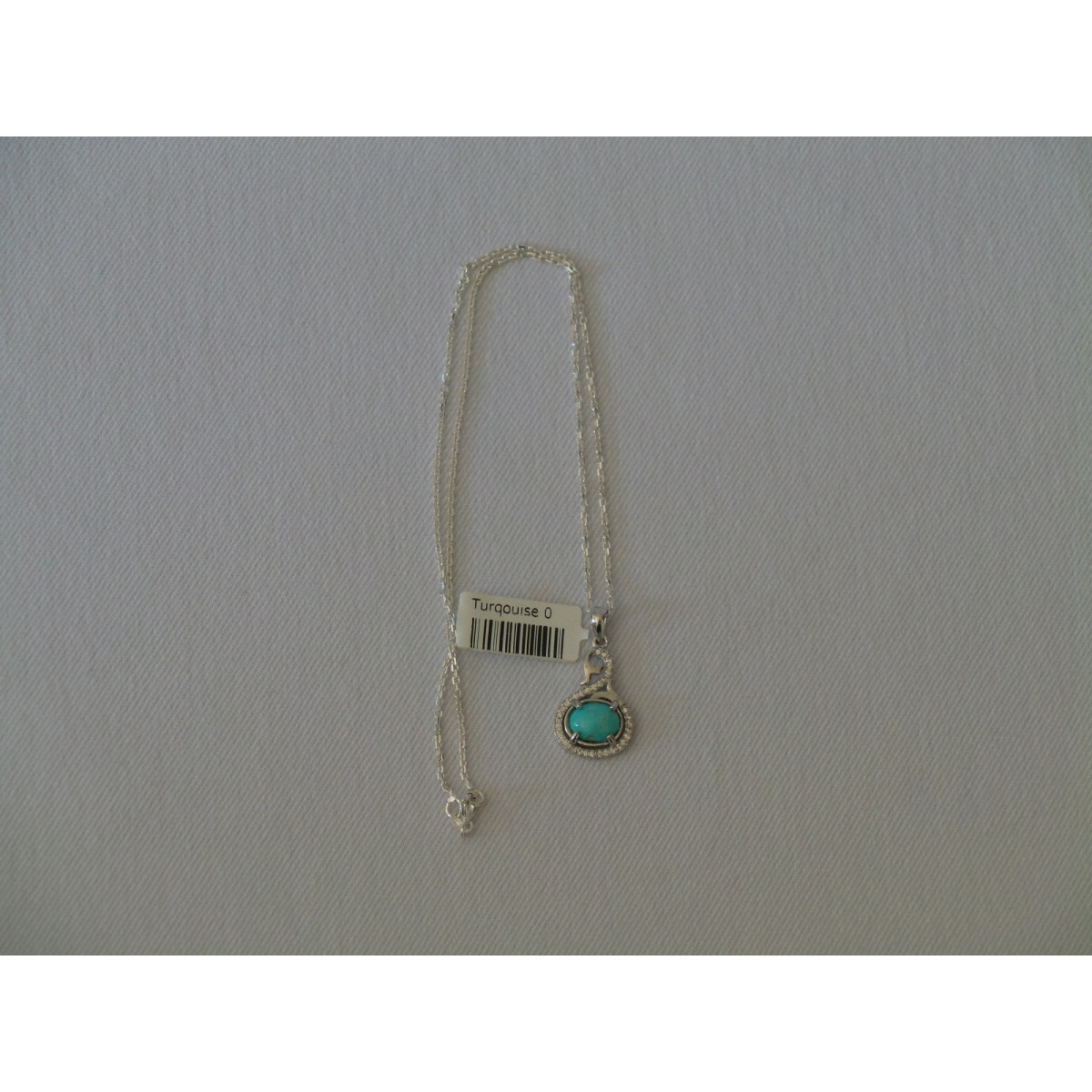 Turquoise Stone and Silver Pendant with Silver Necklace - HA2083-Persian Handicrafts