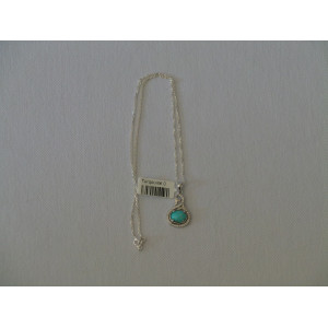 Turquoise Stone and Silver Pendant with Silver Necklace - HA2083-Persian Handicrafts