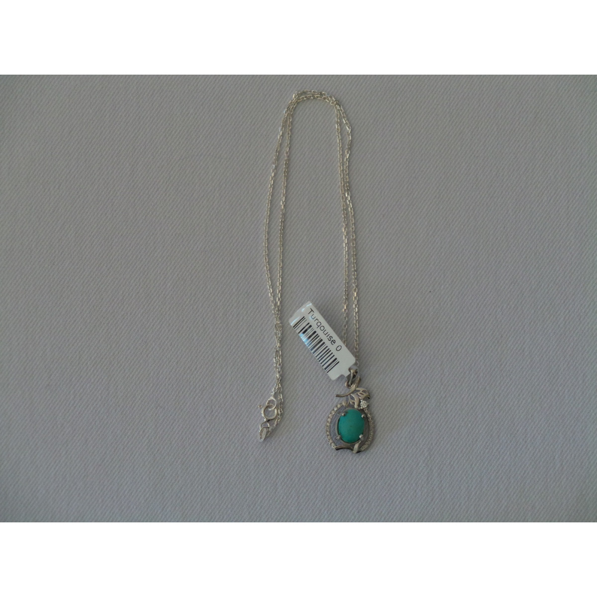 Turquoise Stone and Silver Pendant with Silver Necklace - HA2087-Persian Handicrafts