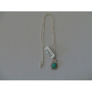 Turquoise Stone and Silver Pendant with Silver Necklace - HA2087-Persian Handicrafts