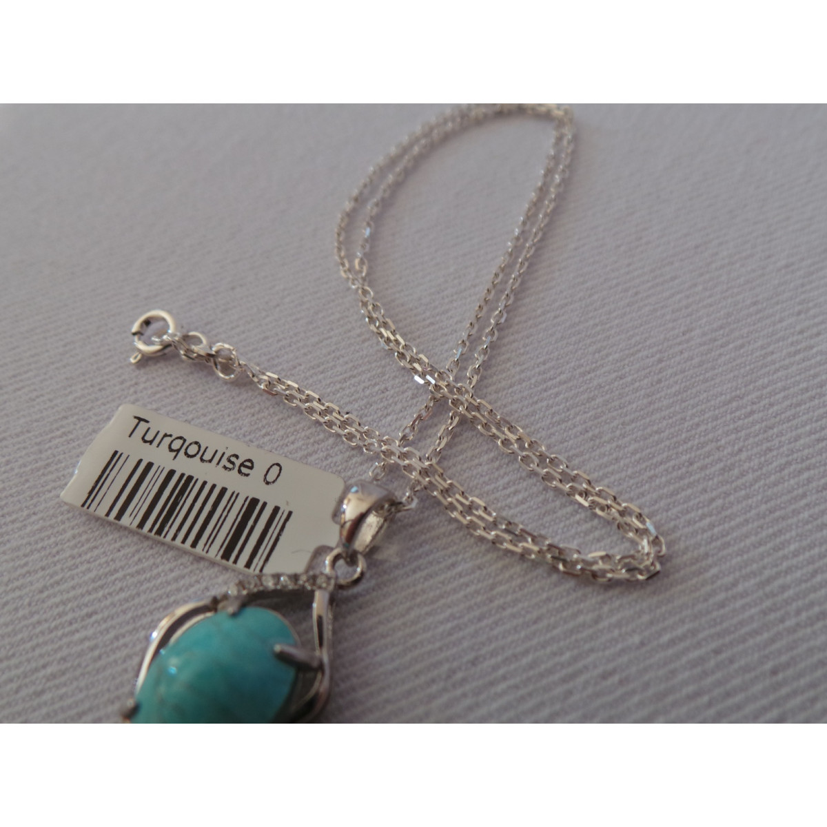 Turquoise Stone and Silver Pendant with Silver Necklace - HA2088-Persian Handicrafts