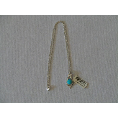 Turquoise Stone and Silver Pendant with Silver Necklace - HA2089