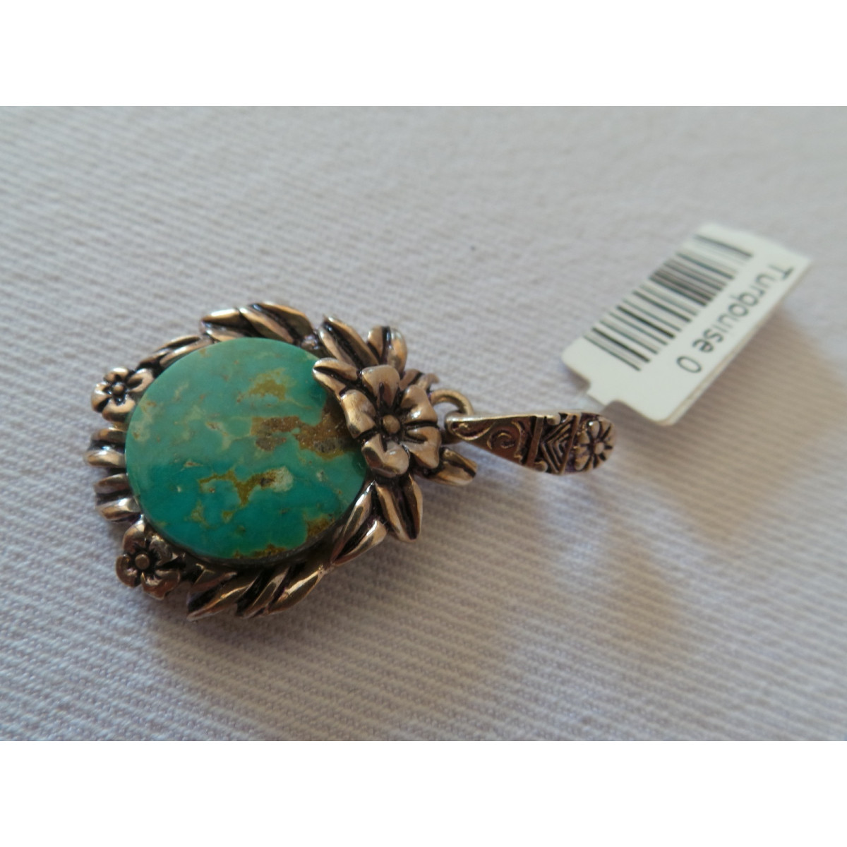 Handmade Turquoise Stone and Silver Pendant  - HA2090-Persian Handicrafts