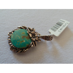 Handmade Turquoise Stone and Silver Pendant  - HA2090-Persian Handicrafts