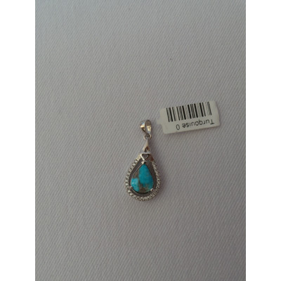Handmade Turquoise Stone and Silver Pendant  - HA2093