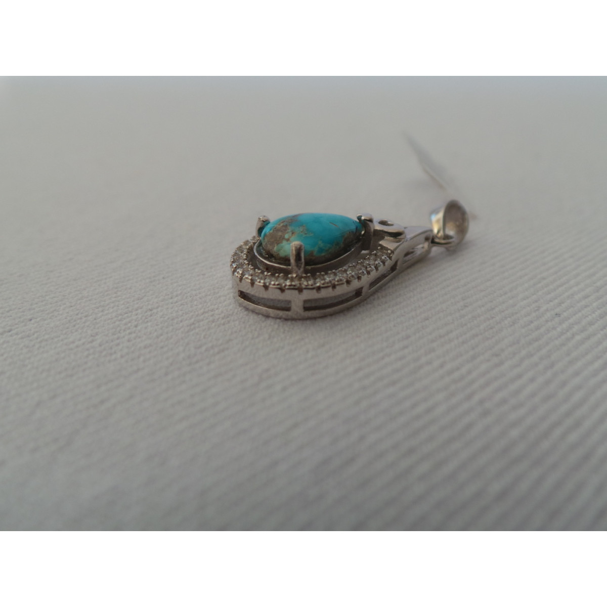 Handmade Turquoise Stone and Silver Pendant  - HA2093-Persian Handicrafts