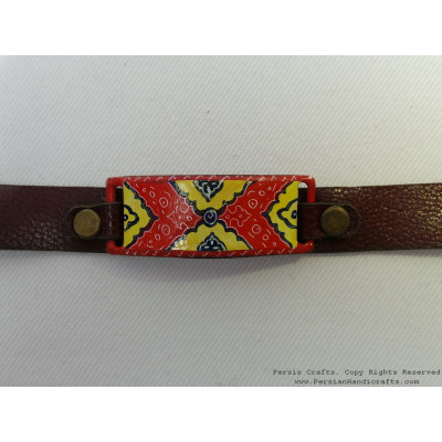 Enamel Minakari Leather Bracelet - HA3035