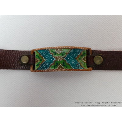 Enamel Minakari Leather Bracelet - HA3037