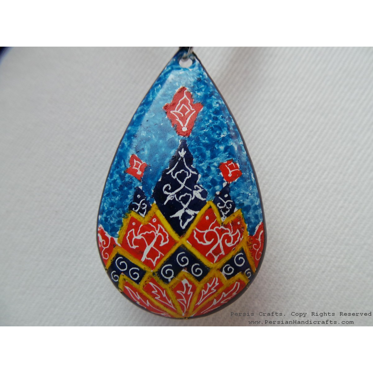 Enamel Minakari Pendant & Leather Necklace - HA3040-Persian Handicrafts