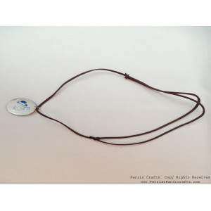 Enamel Minakari Pendant & Leather Necklace - HA3041-Persian Handicrafts