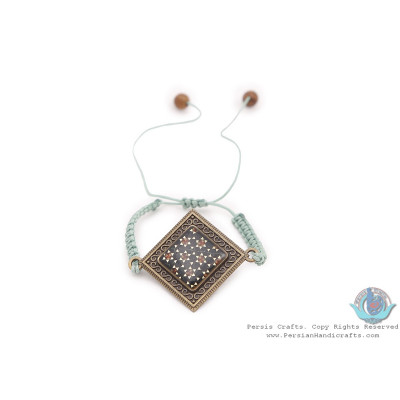 Brass & Khatam Adjustable Bracelet with Cotton Strap - HA3908