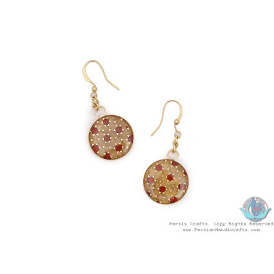 Brass & Sun Design Khatam on Cicrcle Shape Earrings - HA3910