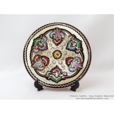  Enameled/Engraved Wall Hanging Plate - HE1025