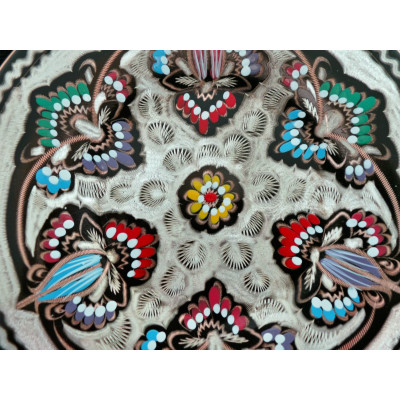  Enameled/Engraved Wall Hanging Plate - HE1025