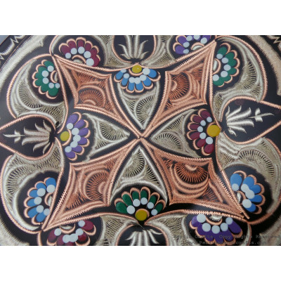 Enameled/Engraved Wall Hanging Plate - HE1026