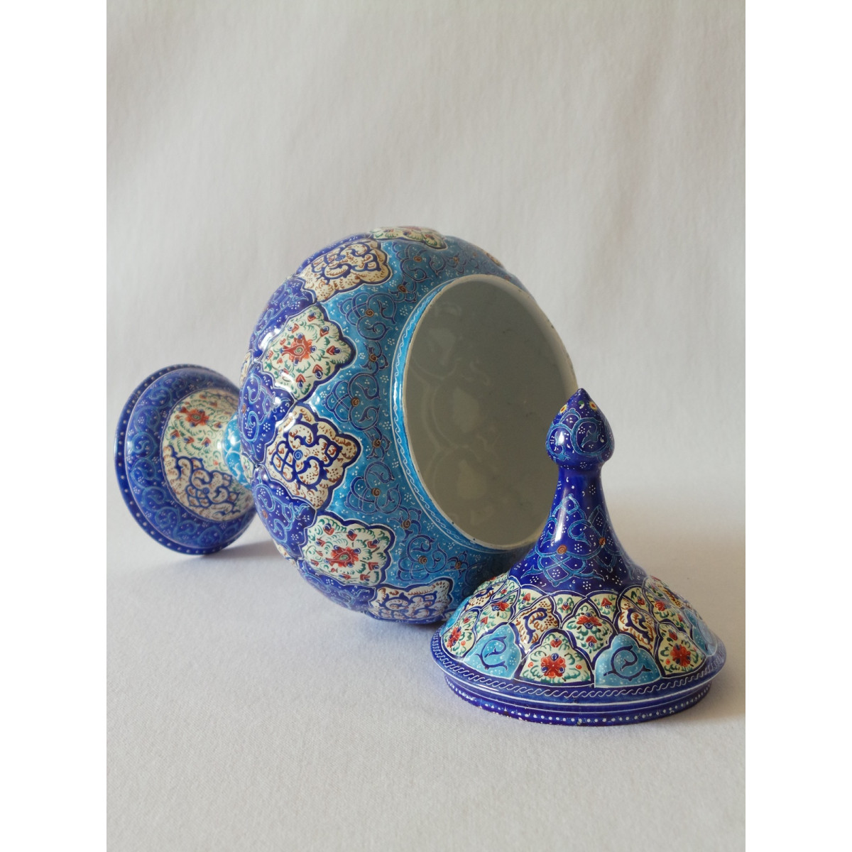 Enamel on Copper Pedestal Candy/Nut Bowl Dish - HE2021-Persian Handicrafts