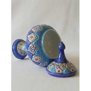 Enamel on Copper Pedestal Candy/Nut Bowl Dish - HE2021-Persian Handicrafts