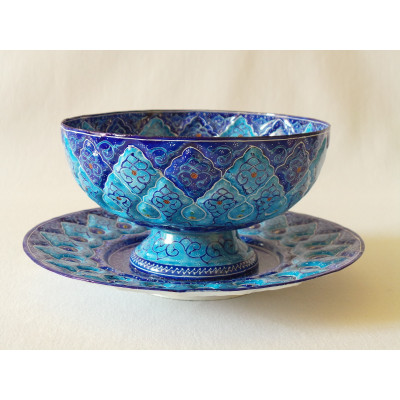 Enamel on Copper Candy/Nuts Bowl & Plate - HE2023