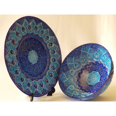 Enamel on Copper Candy/Nuts Bowl & Plate - HE2023