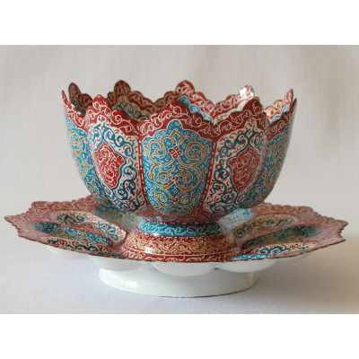 Enamel on Copper Candy/Nuts Bowl & Plate - HE2025