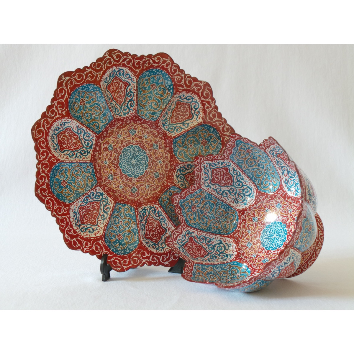 Enamel on Copper Candy/Nuts Bowl & Plate - HE2025-Persian Handicrafts