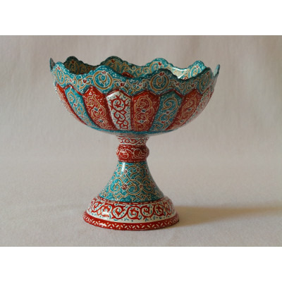 Enamel on Copper Pedestal Candy/Nut Bowl Dish - HE2026