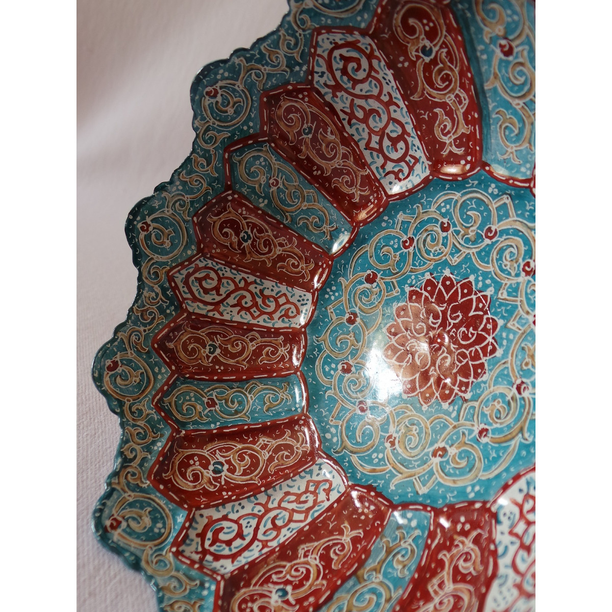 Enamel on Copper Pedestal Candy/Nut Bowl Dish - HE2026-Persian Handicrafts