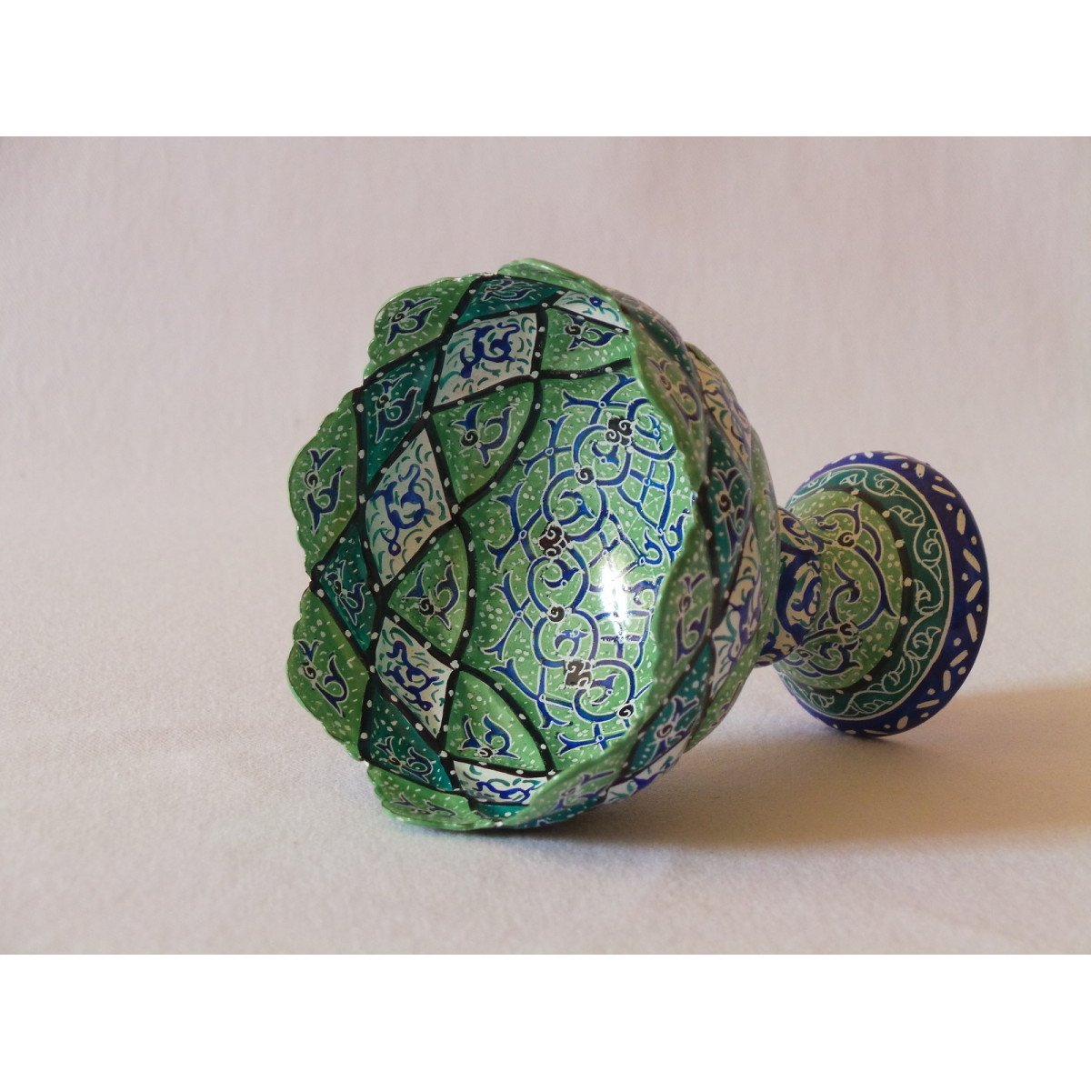 Enamel on Copper Pedestal Candy/Nut Bowl Dish - HE2027-Persian Handicrafts