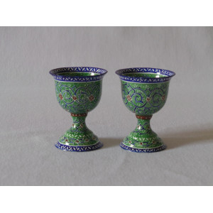 Enamel on Copper Whiskey Shot - 2Sets - HE20281-Persian Handicrafts