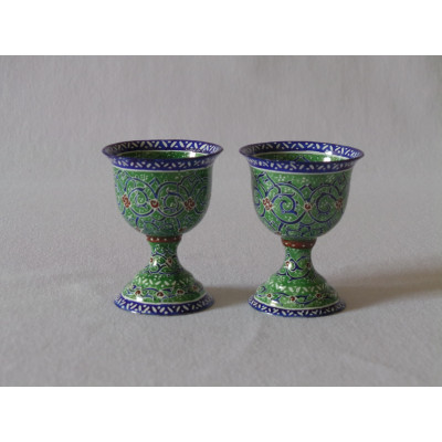 Enamel on Copper Whiskey Shot - 2Sets - HE20281