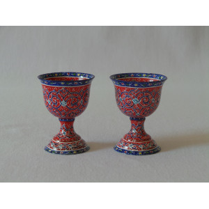 Enamel on Copper Whiskey Shot - 2Sets - HE20282-Persian Handicrafts