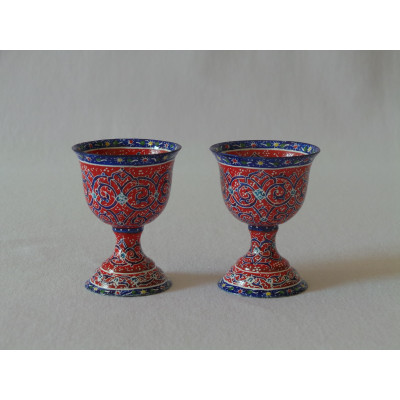Enamel on Copper Whiskey Shot - 2Sets - HE20282