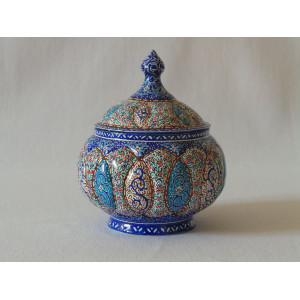 Enamel on Copper Sugar Pot/Candy Dish - HE2029-Persian Handicrafts