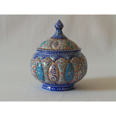 Enamel on Copper Sugar Pot/Candy Dish - HE2029