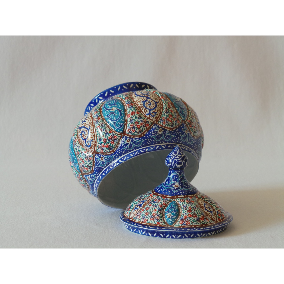 Enamel on Copper Sugar Pot/Candy Dish - HE2029-Persian Handicrafts