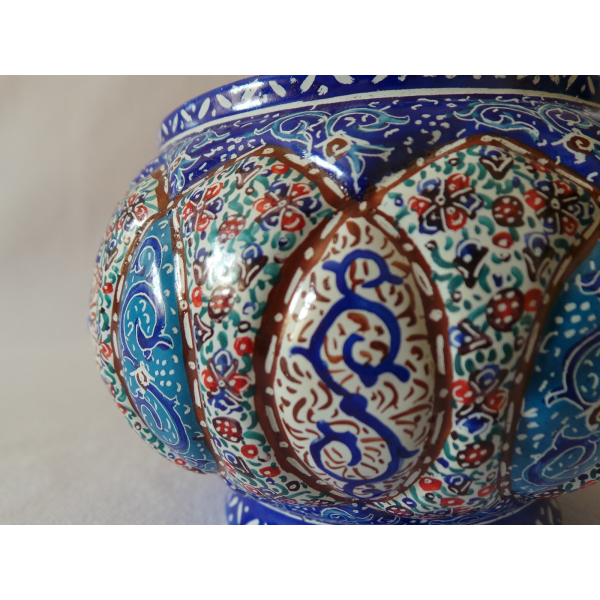 Enamel on Copper Sugar Pot/Candy Dish - HE2029-Persian Handicrafts