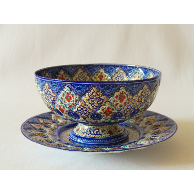 Enamel on Copper Candy/Nuts Bowl & Plate - HE2032