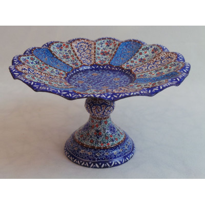 Enamel on Copper Pedestal Candy/Nut Dish - HE3001