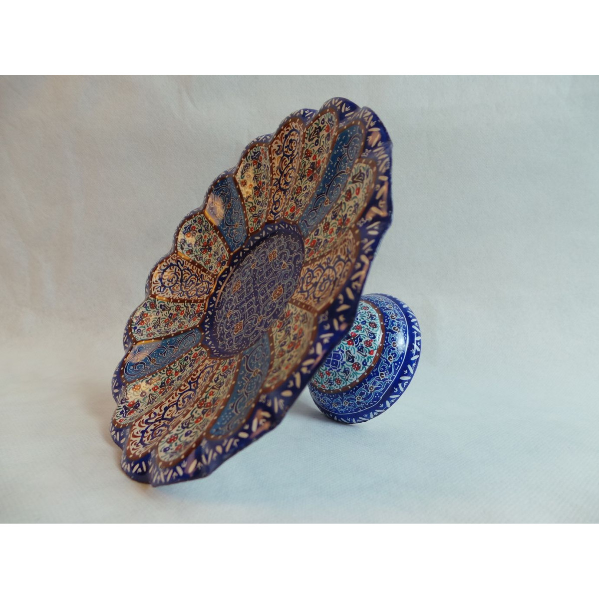 Enamel on Copper Pedestal Candy/Nut Dish - HE3001-Persian Handicrafts
