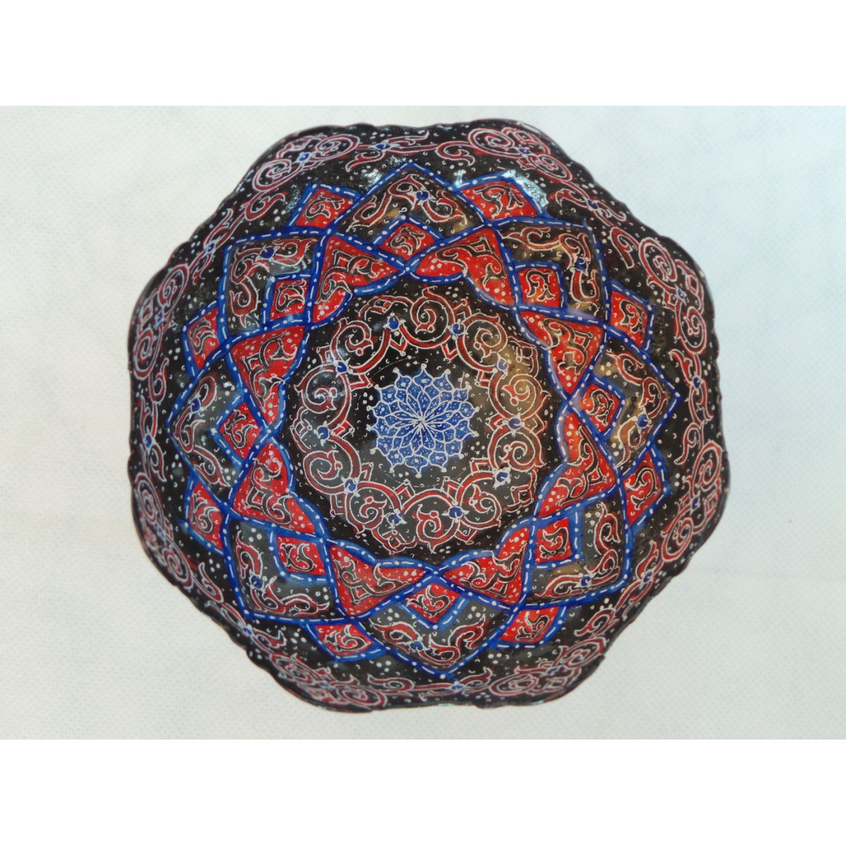 Enamel on Copper Pedestal Candy/Nut Bowl Dish - HE3002-Persian Handicrafts