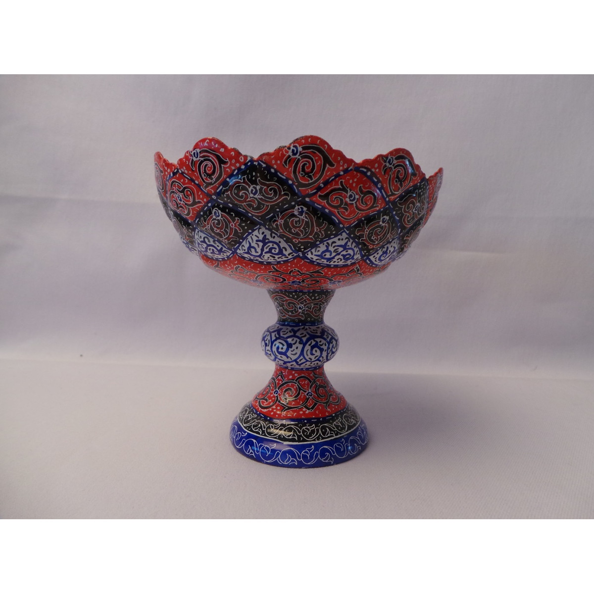 Enamel on Copper Pedestal Candy/Nut Bowl Dish - HE3002-Persian Handicrafts