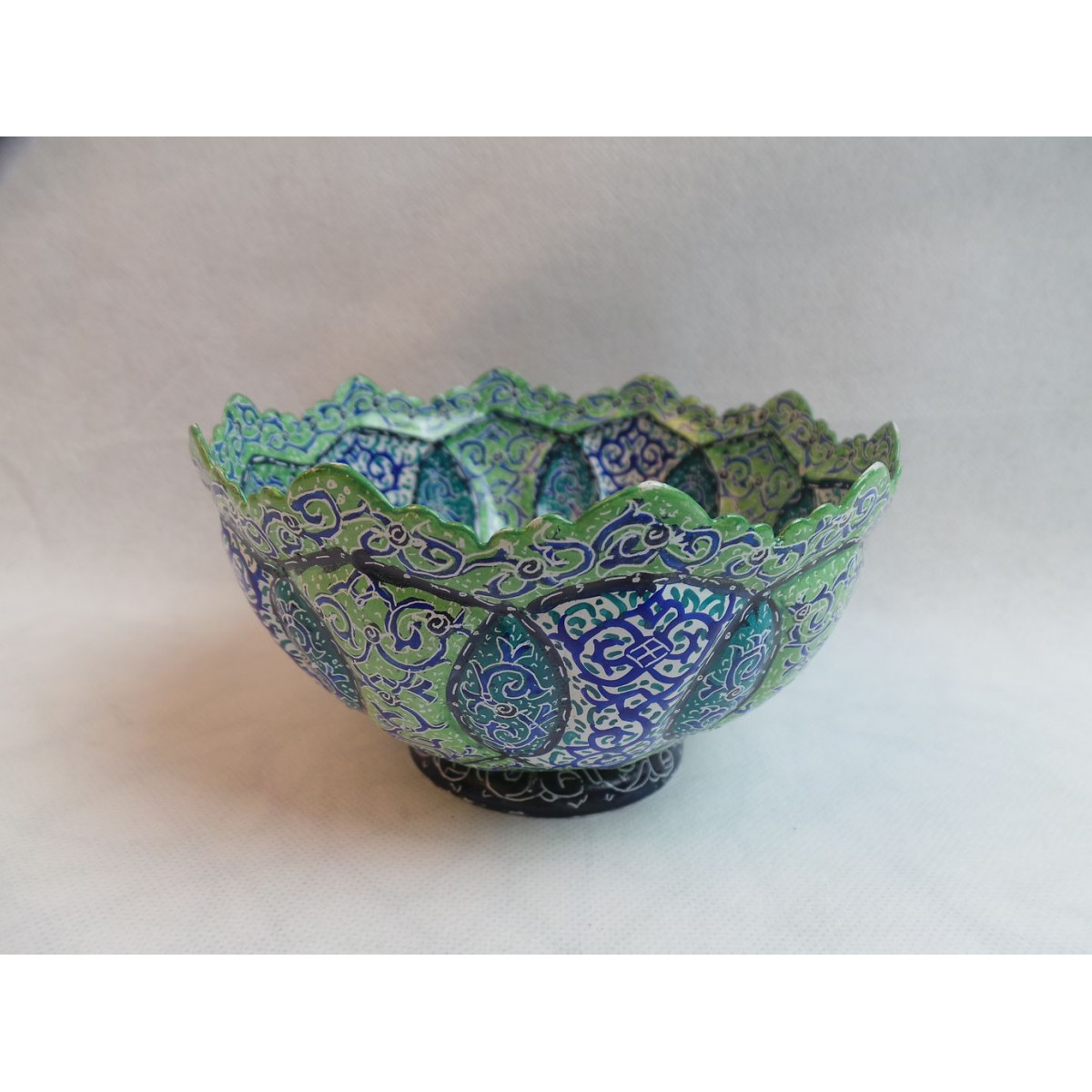 Enameled Bowl Greenish Candy Dish - HE3006-Persian Handicrafts