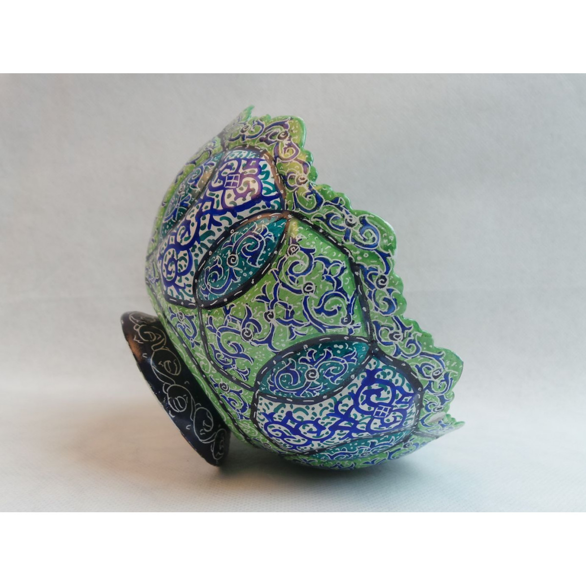Enameled Bowl Greenish Candy Dish - HE3006-Persian Handicrafts