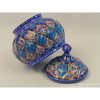 Enamel on Copper Sugar Pot/Candy Dish - HE3020 Enamel on Copper Sugar Pot/Candy Dish - HE3020