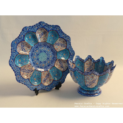 Enamel on Copper Candy/Nuts Bowl & Plate - HE3023