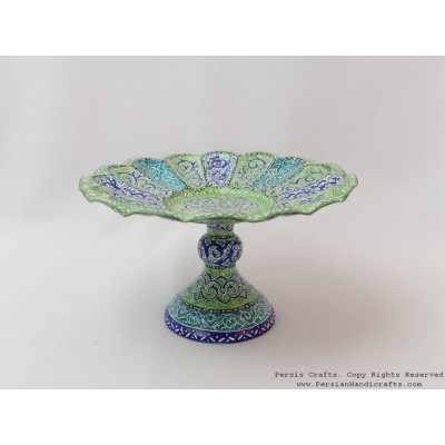 Small Pedestal Cookie Platter  - Enamel (Minakari)  - HE3024
